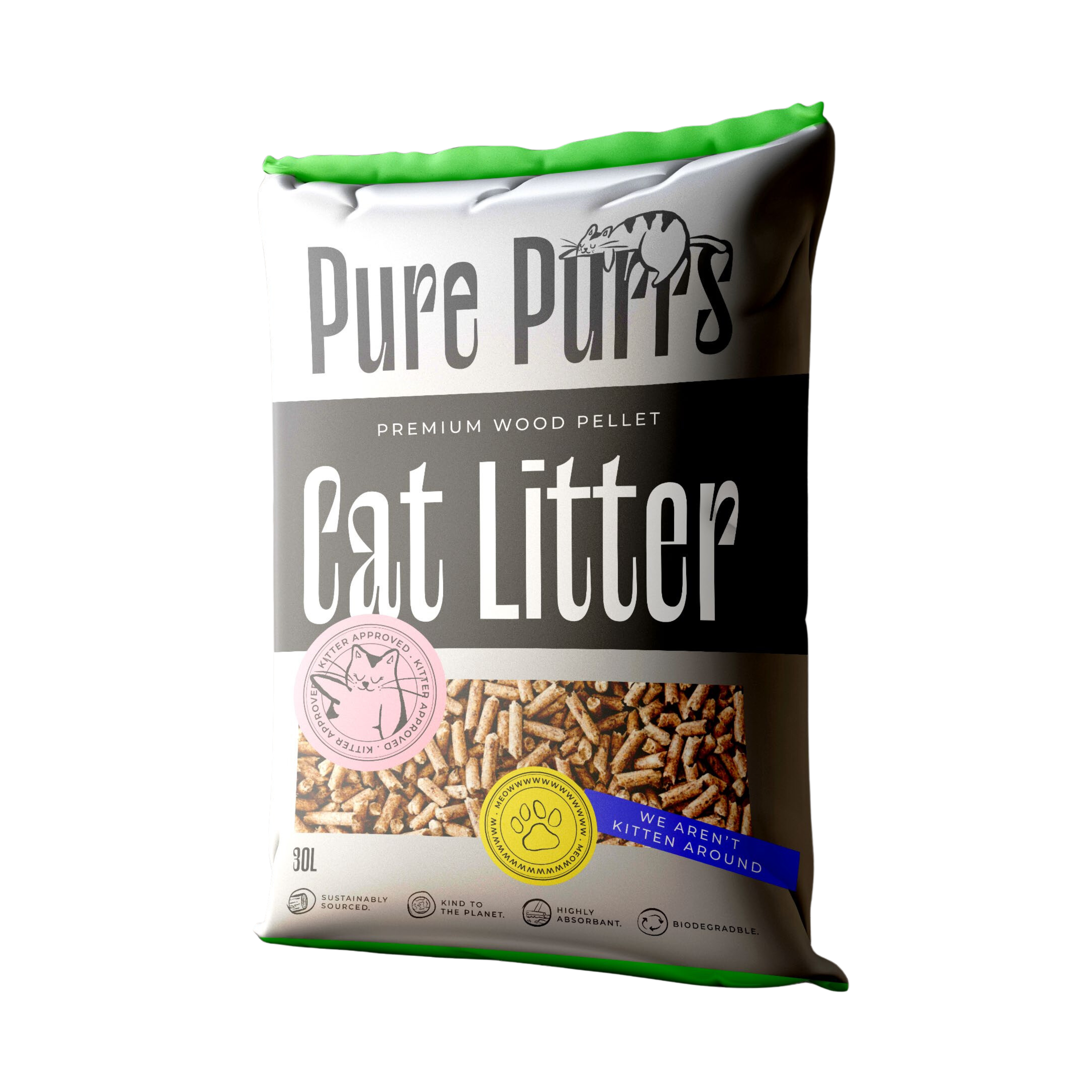 Pure Purrs - Wood Pellet Cat Litter 30L (Free Collection from Antrim)